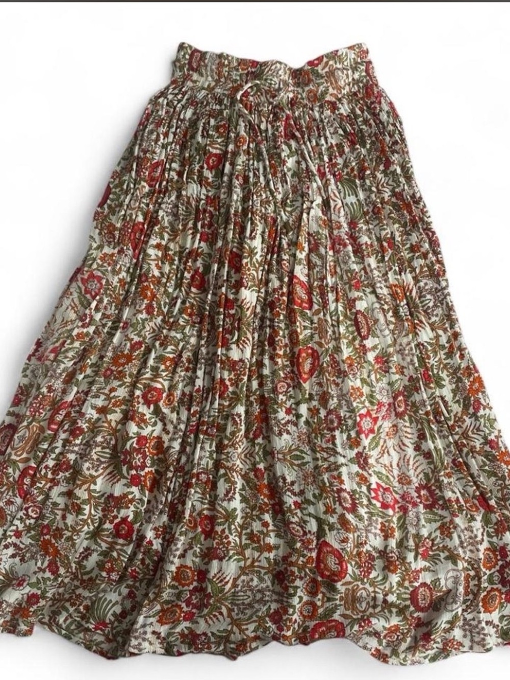 NATURAL LIFE Floral Maxi Skirt in Cream, Olive & Rust